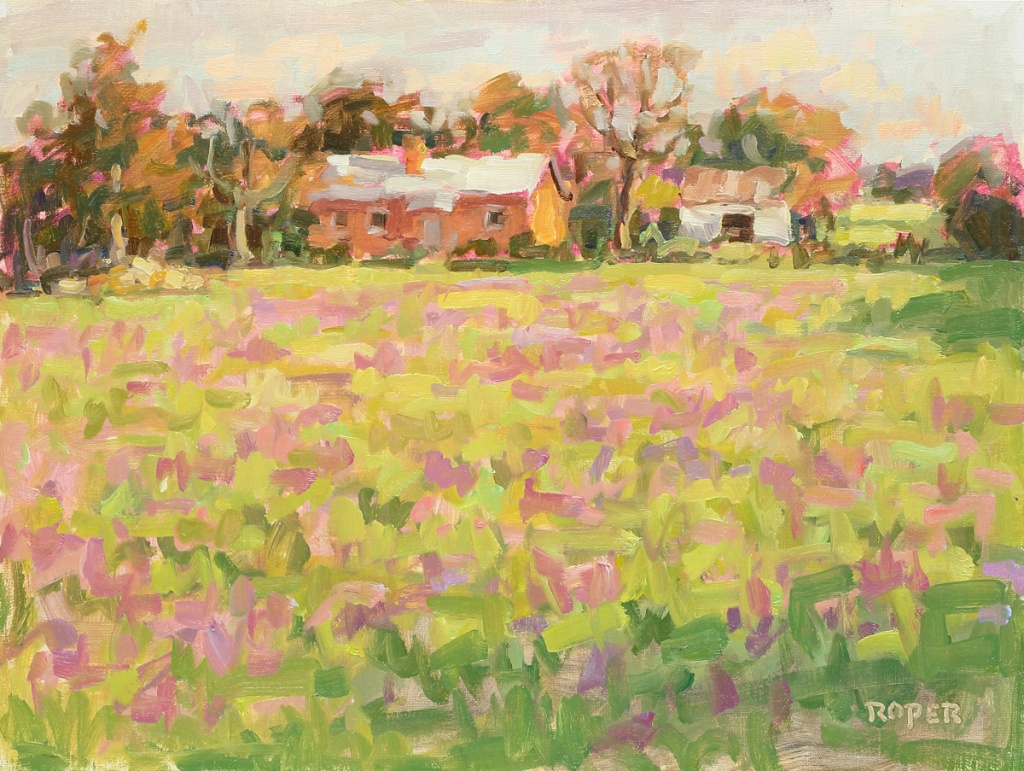 stuart roper, plein air, oil painting, original oil painting, impressionist art, representational art, original art, stuart roper fine art, landscape painting, oil painting, texas, barn
