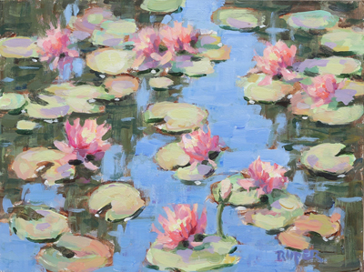 Pink-Water-Lilies-6x8-acrylic-WP